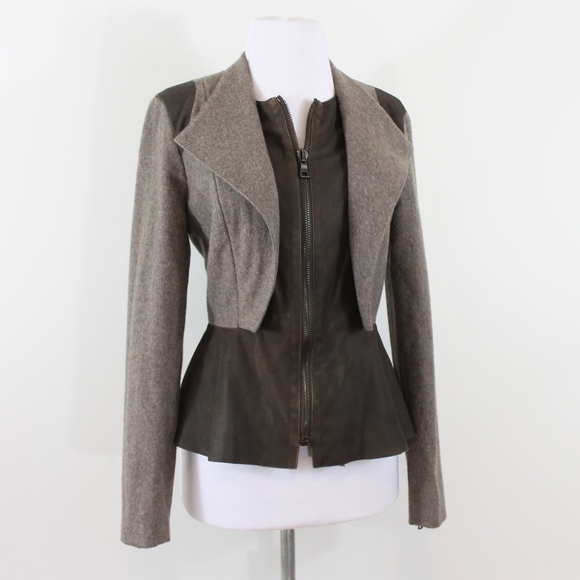 Sachin + Babi Jackets & Blazers - Sachin + Babi Brown Zip Jacket Wool Lamb Leather S